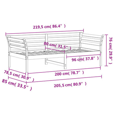 vidaXL Slaapbank zonder matras 80x200 cm massief grenenhout wasbruin