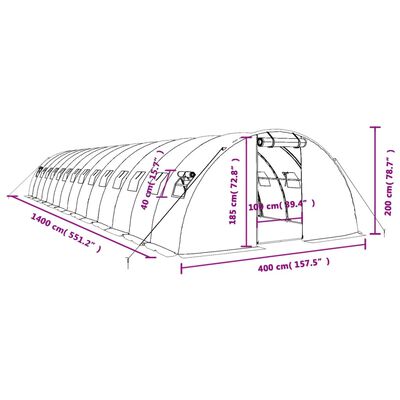 vidaXL Tuinkas met stalen frame 56 m² 14x4x2 m groen