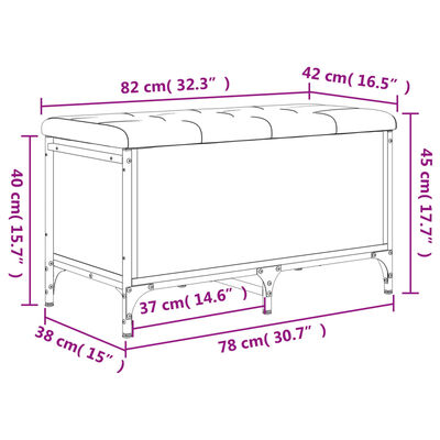 vidaXL Opbergbankje 82x42x45 cm bewerkt hout sonoma eikenkleurig