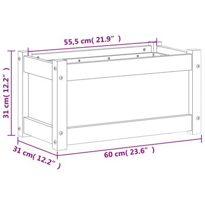 vidaXL Plantenbak 60x31x31 cm massief grenenhout wasbruin