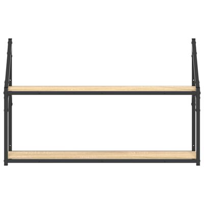 vidaXL Wandrek 2-laags 80x21x51 cm bewerkt hout sonoma eikenkleurig