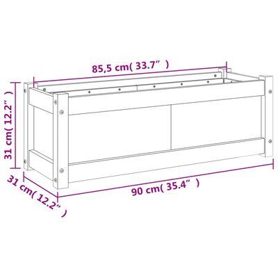 vidaXL Plantenbak 90x31x31 cm massief grenenhout wasbruin