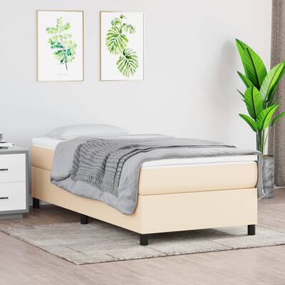 vidaXL Boxspring met matras stof crèmekleurig 90x200 cm