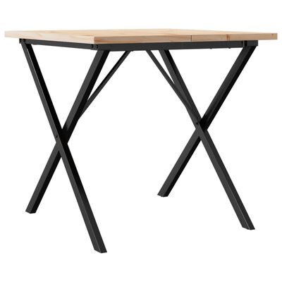 vidaXL Eettafel X-frame 90x90x75,5 cm massief grenenhout en gietijzer