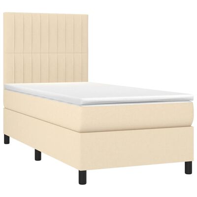 vidaXL Boxspring met matras stof crèmekleurig 90x190 cm