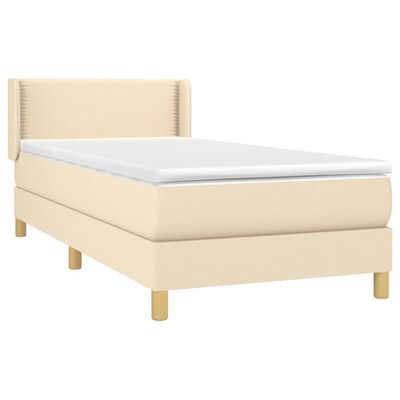 vidaXL Boxspring met matras stof crèmekleurig 80x200 cm