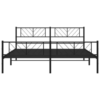 vidaXL Bedframe met hoofd- en voeteneinde metaal zwart 200x200 cm