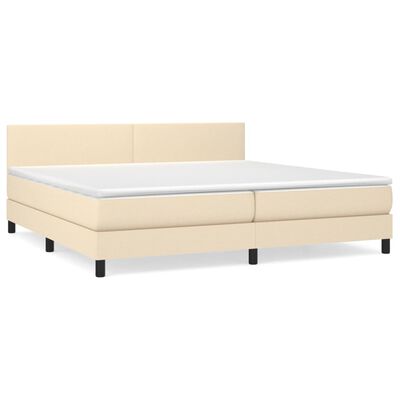 vidaXL Boxspring met matras stof crèmekleurig 200x200 cm