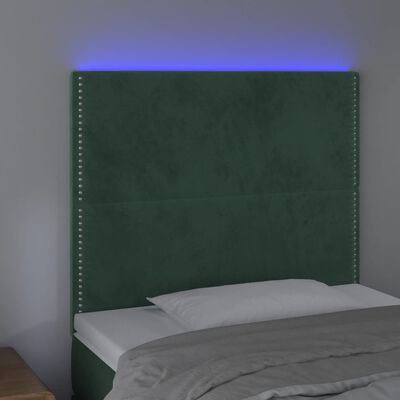 vidaXL Hoofdbord LED 100x5x118/128 cm fluweel donkergroen