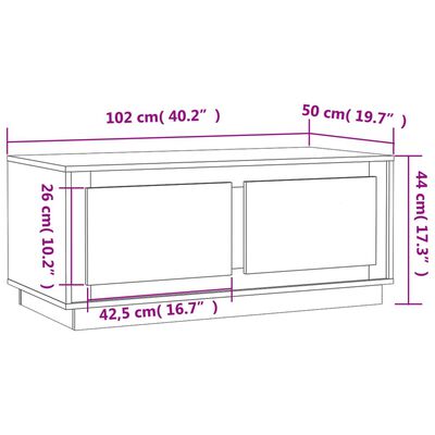 vidaXL Salontafel 102x50x44 cm bewerkt hout bruin eikenkleur