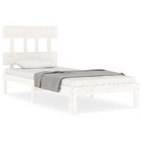 vidaXL Bedframe met hoofdbord massief hout wit