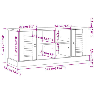 vidaXL Schoenenbank VIGO 106x35x45 cm massief grenenhout