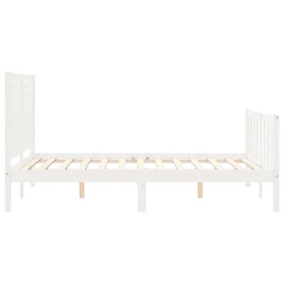 vidaXL Bedframe met hoofdbord massief hout wit