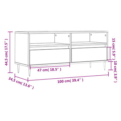 vidaXL Tv-meubel 100x34,5x44,5 cm bewerkt hout grijs sonoma eikenkleur