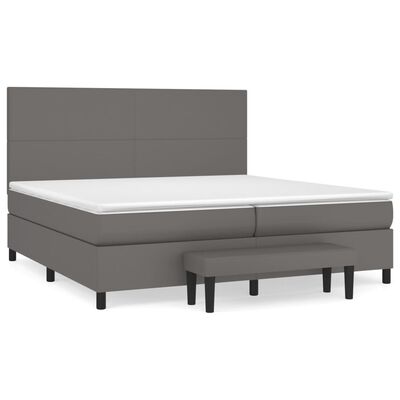 vidaXL Boxspring met matras kunstleer grijs 200x200 cm