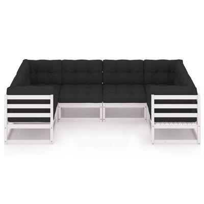 vidaXL 6-delige Loungeset met kussens massief grenenhout wit