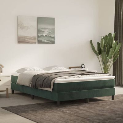 vidaXL Bedframe fluweel donkergroen 140x190 cm