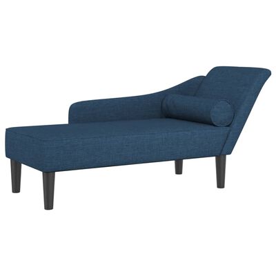 vidaXL Chaise longue met kussens stof blauw