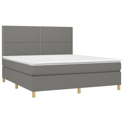 vidaXL Boxspring met matras en LED stof donkergrijs 160x200 cm