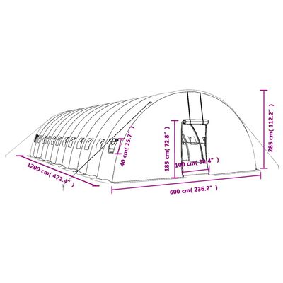 vidaXL Tuinkas met stalen frame 72 m² 12x6x2,85 m groen