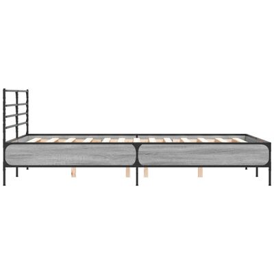 vidaXL Bedframe bewerkt hout metaal grijs sonoma eiken 140x190 cm