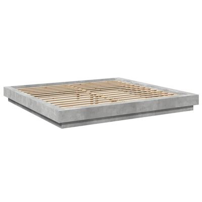 vidaXL Bedframe met LED-verlichting bewerkt hout betongrijs 180x200 cm