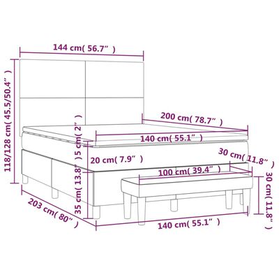 vidaXL Boxspring met matras kunstleer zwart 140x200 cm