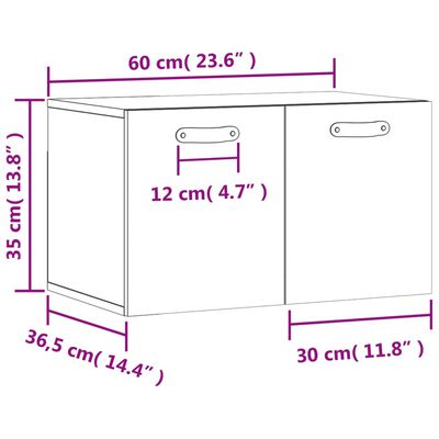 vidaXL Wandkast 60x36,5x35 cm bewerkt hout gerookt eikenkleurig