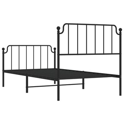 vidaXL Bedframe met hoofd- en voeteneinde metaal zwart 100x190 cm