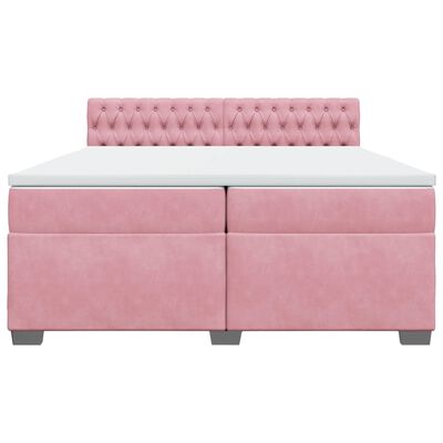 vidaXL Boxspring met matras fluweel roze 200x200 cm