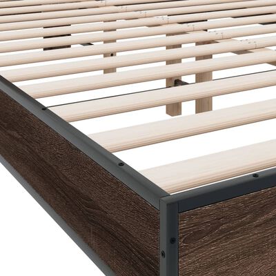 vidaXL Bedframe bewerkt hout metaal bruin eikenkleur 140x200 cm