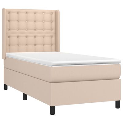 vidaXL Boxspring met matras en LED kunstleer cappuccinokleur 90x200 cm