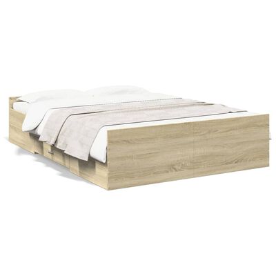 vidaXL Bedframe met lades bewerkt hout sonoma eikenkleurig 120x200 cm