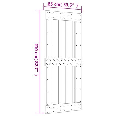 vidaXL Schuifdeur met beslag 85x210 cm massief grenenhout