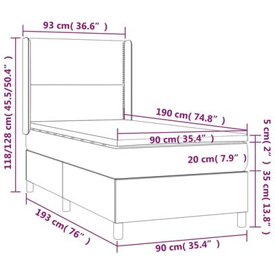 vidaXL Boxspring met matras en LED fluweel donkerblauw 90x190 cm