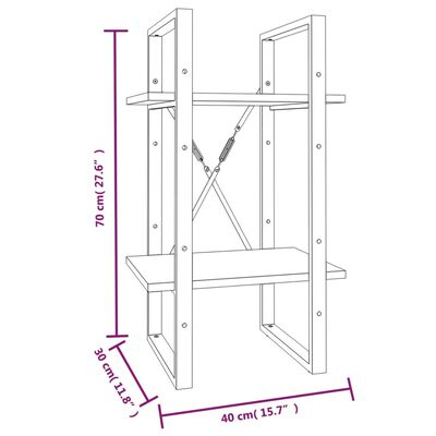 vidaXL Boekenkast 2-laags 40x30x70 cm bewerkt hout grijs sonoma eiken