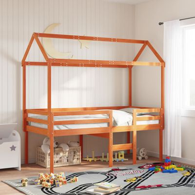 vidaXL Kinderbedhuisje 207x80,5x151,5 cm massief grenenhout wasbruin