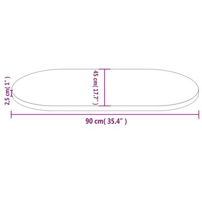 vidaXL Tafelblad ovaal 90x45x2,5 cm massief grenenhout wit