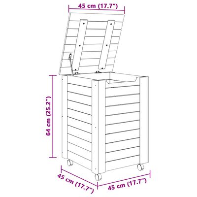 vidaXL Wasmand met wielen RANA 45x45x64 cm massief grenenhout