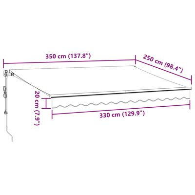 vidaXL Luifel automatisch uittrekbaar met LED 350x250 cm bordeauxrood