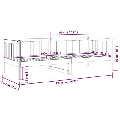 vidaXL Slaapbank zonder matras 90x190 cm massief grenenhout