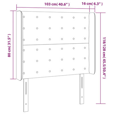 vidaXL Hoofdbord met randen 103x16x118/128 cm fluweel roze