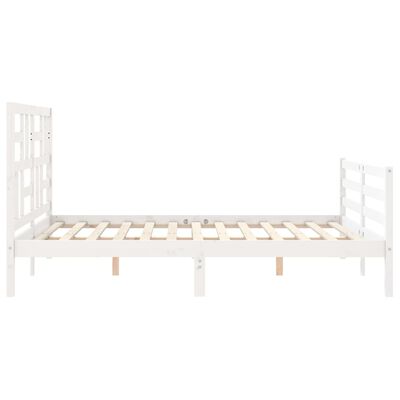 vidaXL Bedframe met hoofdbord massief hout wit