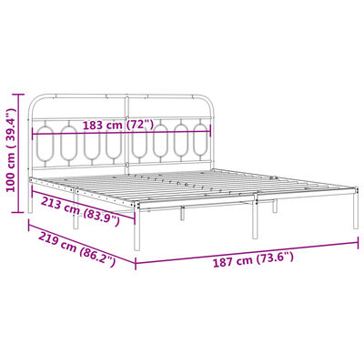 vidaXL Bedframe met hoofdbord metaal wit 183x213 cm