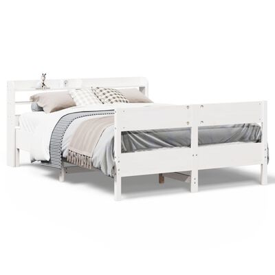 vidaXL Bedframe zonder matras massief grenenhout wit 120x190 cm