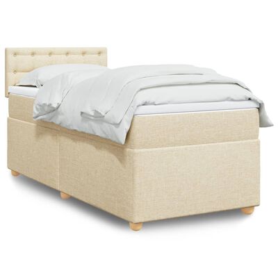 vidaXL Boxspring met matras stof crèmekleurig 90x190 cm