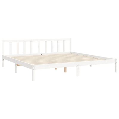 vidaXL Bedframe met hoofdbord massief hout wit 200x200 cm