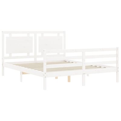 vidaXL Bedframe met hoofdbord massief hout wit