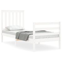 vidaXL Bedframe met hoofdbord massief hout wit