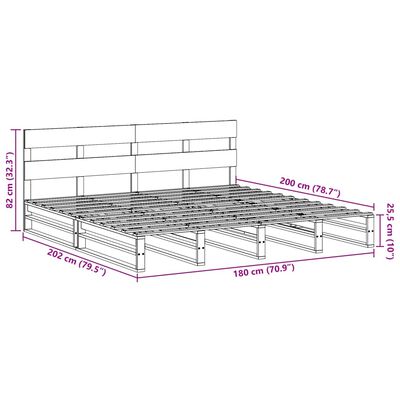 vidaXL Bedframe zonder matras massief grenenhout wit 180x200 cm